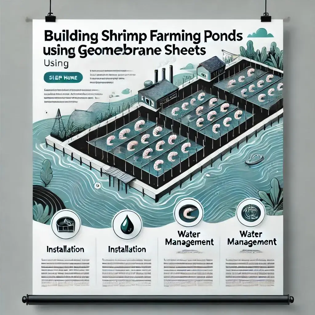 ساخت استخر پرورش میگو با ورق ژئوممبران با 10 سال گارانتی